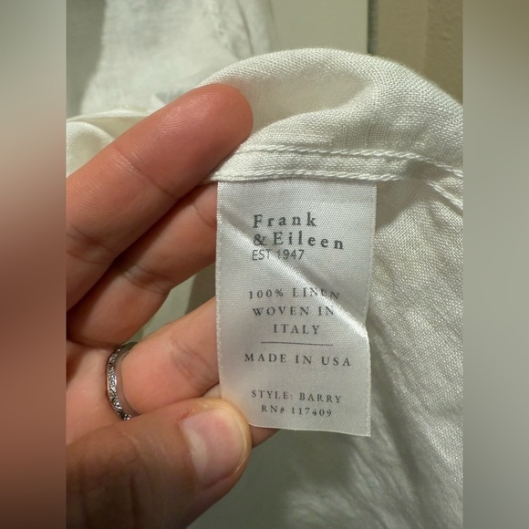 Frank & Eileen Barry Italian Linen Button Down Shirt White , size XS - Picture 4 of 12